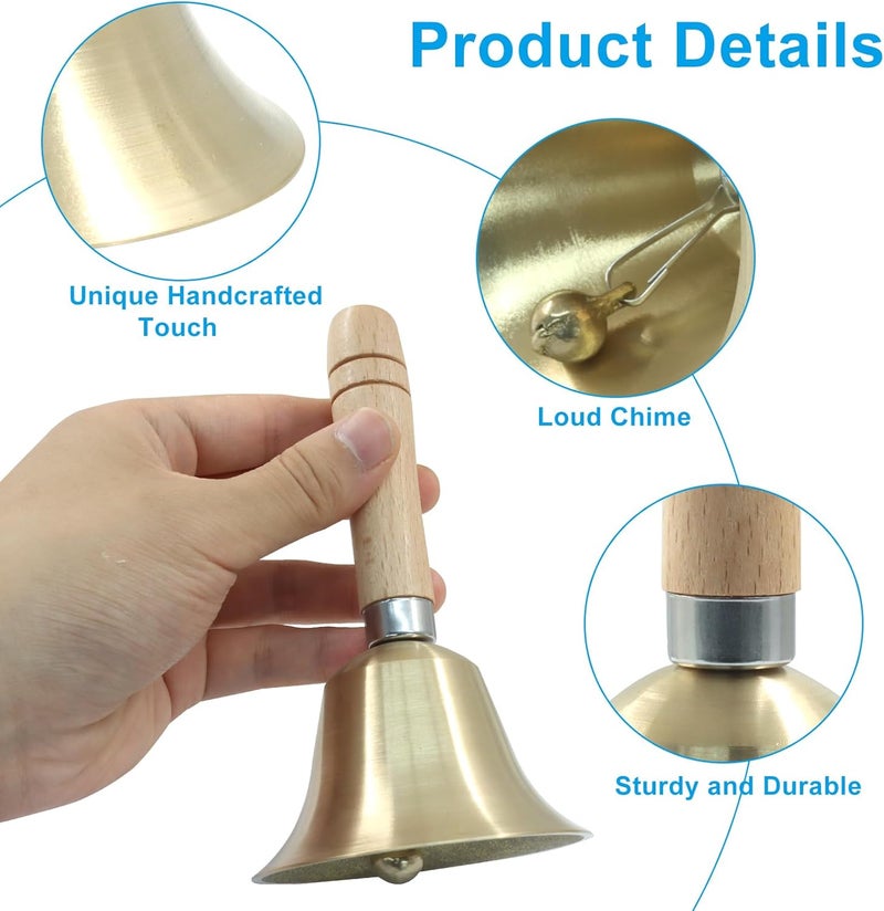 SOVNSG Super Loud Hand Bell, Solid Brass Call Bell, Ringing Handbells for Elderly at Home, Wedding, Animal Training(3.15Inch) - Image 4